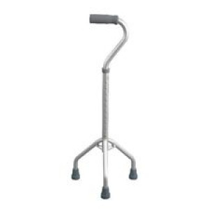 BASTONE TRIPODE CON 3 PUNTALI A BASE LARGA CON MANICO APERTO CURVO