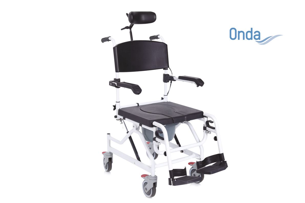 SEDIA COMODA BASCULANTE PER WC E DOCCIA CON RUOTE DA 12 cm RS844