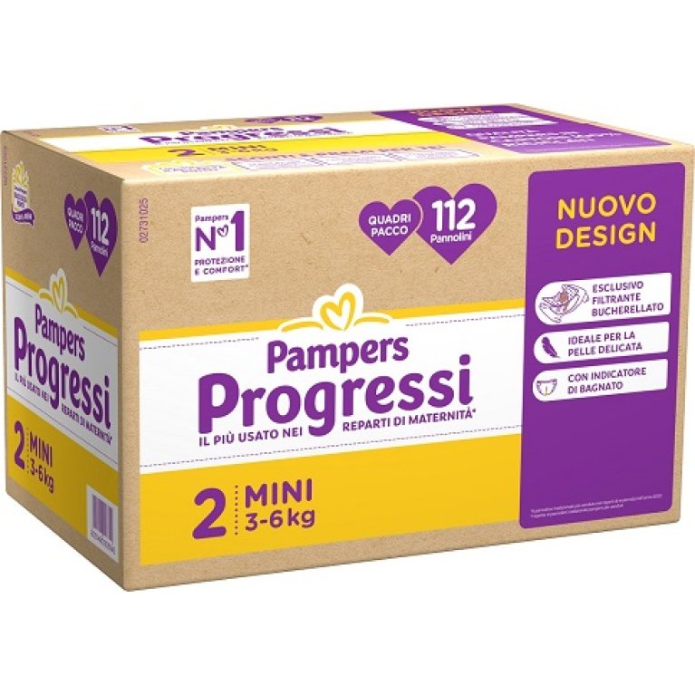 PANNOLINl PAMPERS PROGRESSI QUADRIPACK TAGLIA 2 MINI