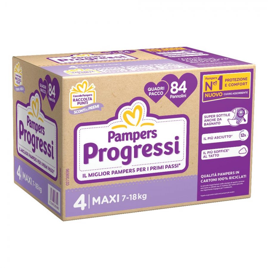 PANNOLINI PAMPERS QUADRIPACK TAGLIA 4 MAXI 84 PZ
